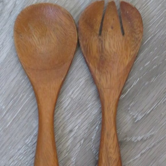 *Vintage* Royal Bamboo Wood 7 Piece Salad Set (K178) - Picture 6 of 7